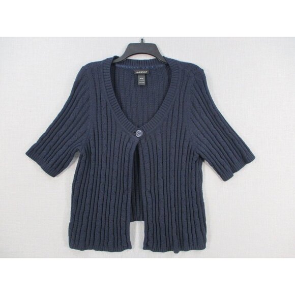 Lane Bryant Navy Blue Cotton Ribbed Cardigan Sweater Size 18/20 - Picture 1 of 6